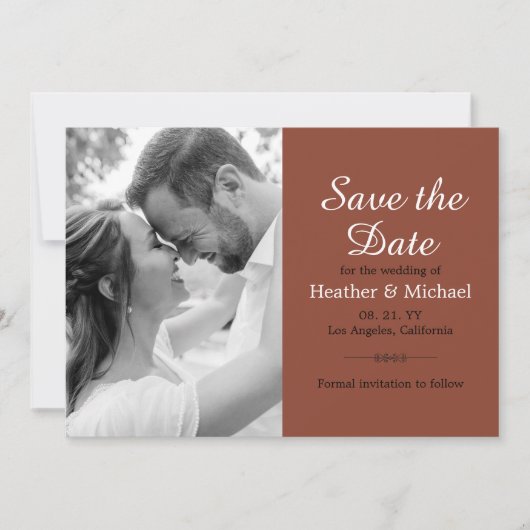 Invitation Moderne Burnt Orange Enregistrer la date QR Code M (Devant)