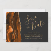 Invitation Moderne Burnt Orange Or Agate foncé Enregistrer la (Devant)