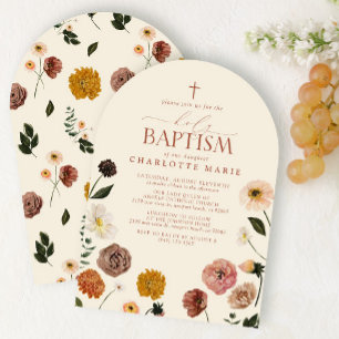 Invitation Moderne Burnt Orange Terracotta Floral Saint-Baptê