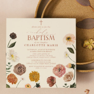 Invitation Moderne Burnt Orange Terracotta Floral Saint-Baptê
