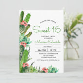 Invitation Moderne Cactus Fiesta Sweet 16 Anniversaire Invita (Debout devant)