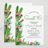 Invitation Moderne Cactus Fiesta Sweet 16 Anniversaire Invita (Devant / Derrière)