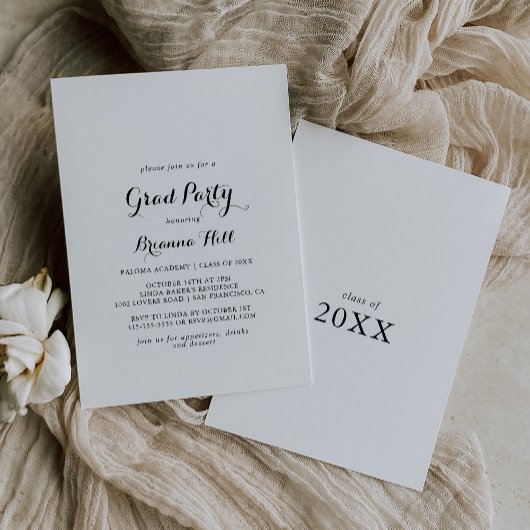 Invitation Moderne Calligraphie Grad Party