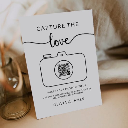 Invitation Moderne Capturez l'Love QR Code Mariage Sign,
