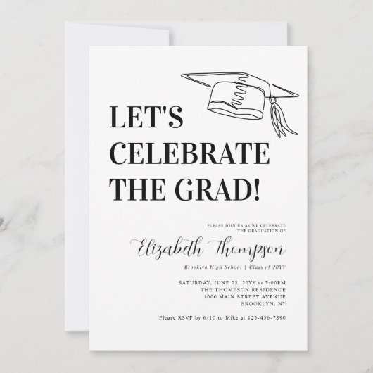 Invitation Moderne Celebrate Graduate Simple Graduation Par (Devant)
