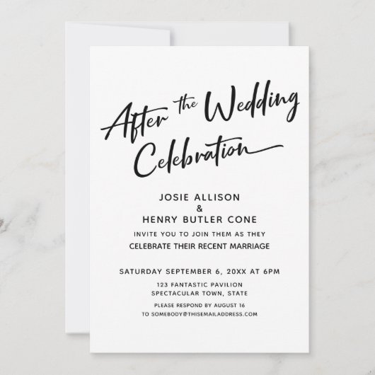 Invitation Moderne Célébration de Mariage après la Cérémonie  (Devant)