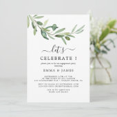 Invitation Moderne "Célébrons" avec Branche d'Oliv (Debout devant)