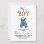 Invitation Moderne C'est un Baby shower Boy Denim Blue Jean (Devant)