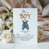 Invitation Moderne C'est un Baby shower Boy Denim Blue Jean