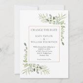 Invitation Moderne Changer la date Aquarelle Verdure (Devant)