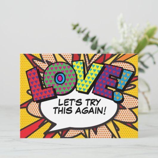 Invitation Moderne Changer la date Comic Book Fun (Debout devant)