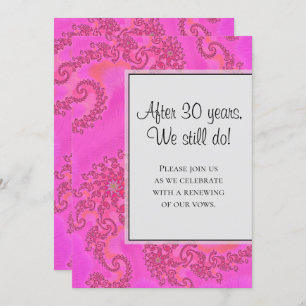 Invitation Moderne Chaud Rose Fractale Motif Floral Renouvell