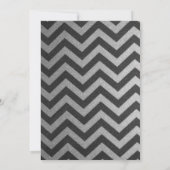 Invitation Moderne Chevron noir et argent (Dos)