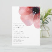 Invitation Moderne Chic Aquarelle Blush Poppy Grey Mariage (Debout devant)