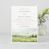 Invitation Moderne Chic Aquarelle Vignoble Paysage Mariage (Debout devant)