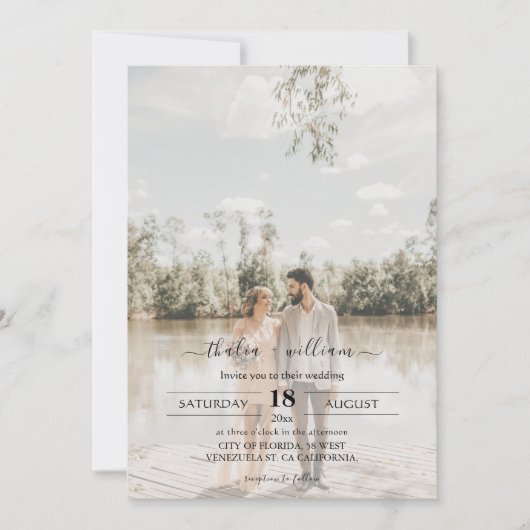 Invitation Moderne chic avec Mariage photo (Devant)