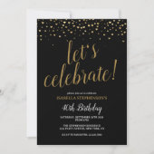 Invitation Moderne Chic Black and Gold 40e fête d'anniversair (Devant)
