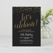 Invitation Moderne Chic Black and Gold 40e fête d'anniversair (Debout devant)