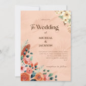 Invitation Moderne Chic Bohème Aquarelle Florale  (Devant)