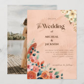 Invitation Moderne Chic Bohème Floral Aquarelle  (Devant / Derrière)