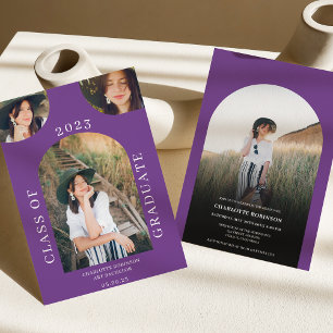 Invitation Moderne chic boho arch violet 4 graduation photo