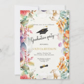 Invitation Moderne chic boho fleurs sauvages photo graduation (Devant)