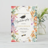 Invitation Moderne chic boho fleurs sauvages photo graduation (Debout devant)