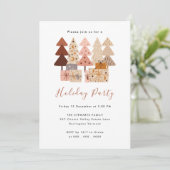 Invitation Moderne Chic Boho Noël Arbres Fête Fête (Debout devant)