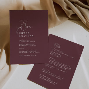 Invitation Moderne Chic Bourgogne Juste Aimer Tout En Un Mari