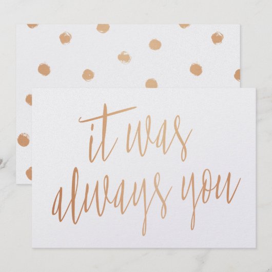 Invitation Moderne Chic Calligraphie Cuivre C'était toujours (Devant / Derrière)