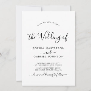 Invitation Moderne Chic Calligraphie QR Code Mariage
