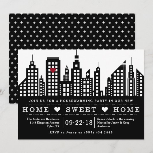 Invitation Moderne Chic Cityscape New Home House House (Devant / Derrière)