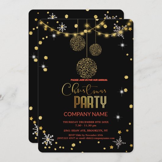 Invitation Moderne Chic Corporate, Décor de Noël (Devant / Derrière)