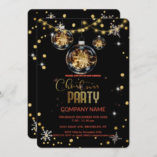 Invitation Moderne Chic Corporate, Décor de Noël (Devant / Derrière)