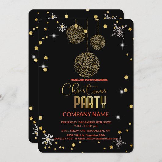 Invitation Moderne Chic Corporate, Décor de Noël (Devant / Derrière)
