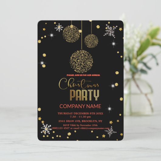 Invitation Moderne Chic Corporate, Décor de Noël (Debout devant)
