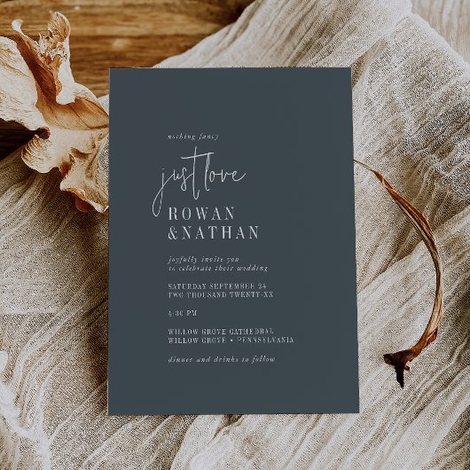 Invitation Moderne Chic Dark Navy Bleu Just Love Mariage