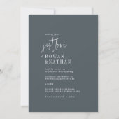 Invitation Moderne Chic Dark Navy Bleu Just Love Mariage (Devant)