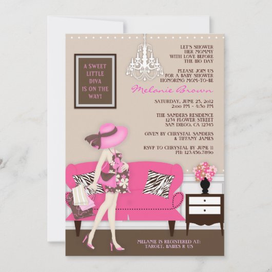 Invitation moderne chic de baby shower de maman (Devant)