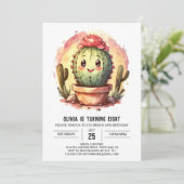 Invitation Moderne Chic Désert Cactus Fille Anniversaire (Debout devant)