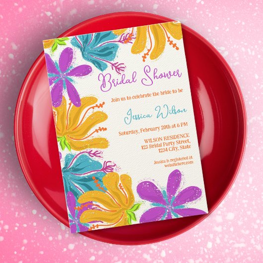 Invitation Moderne chic dessiné à la main des fleurs sauvages