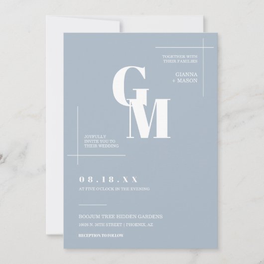 Invitation Moderne Chic Dusty Bleu Boho Mariage QR Code Photo (Devant)