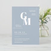 Invitation Moderne Chic Dusty Bleu Boho Mariage QR Code Photo (Debout devant)