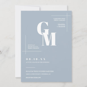 Invitation Moderne Chic Dusty Bleu Boho Mariage QR Code Photo