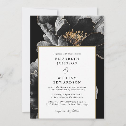 Invitation Moderne Chic élégant Floral Mariage de code QR (Devant)