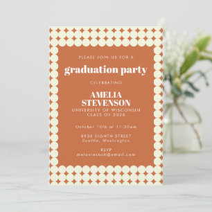 Invitation Moderne chic en terre cuite dots fête de graduatio