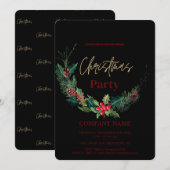 Invitation Moderne Chic Entreprise Noël Aquarelle Wreath (Devant / Derrière)