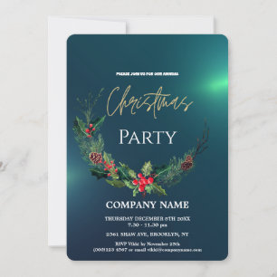 Invitation Moderne Chic Entreprise Noël Aquarelle Wreath