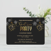 Invitation Moderne Chic Entreprise Or et Noir (Debout devant)