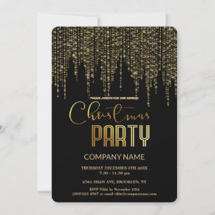 Invitation Moderne Chic Entreprise Or et Noir